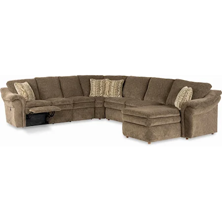 5 Piece Sectional with LAS Chaise and Power Recline Loveseat